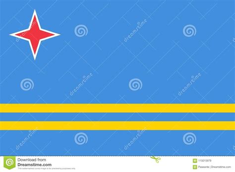 Flag of Aruba Official Colors and Proportions, Vector Image. Stock ...