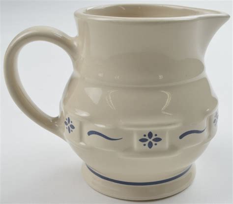 Longaberger Pottery Woven Traditions Classic Blue 8 Oz Creamer Pitcher China - Kitchen & Home