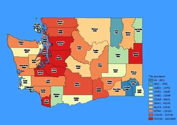 Washington State Map with Population, Density, Area with Worksheet