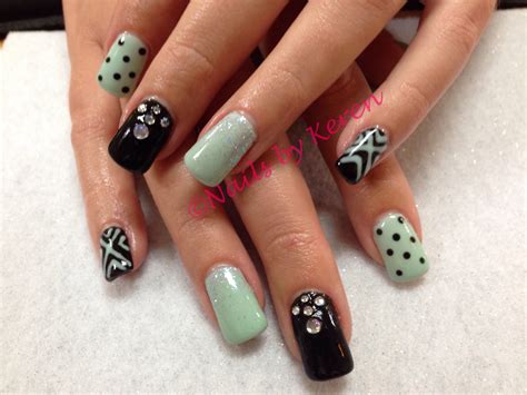 Tiffany blue & black combo, Nails 2014 | Nails, Nails 2014, Nail designs