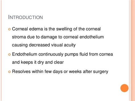 Corneal edema after cataract surgery