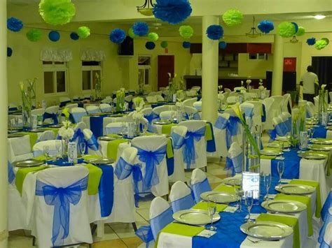 Royal blue and lime green wedding reception decor | Centerpieces | Pinterest | Lime green ...