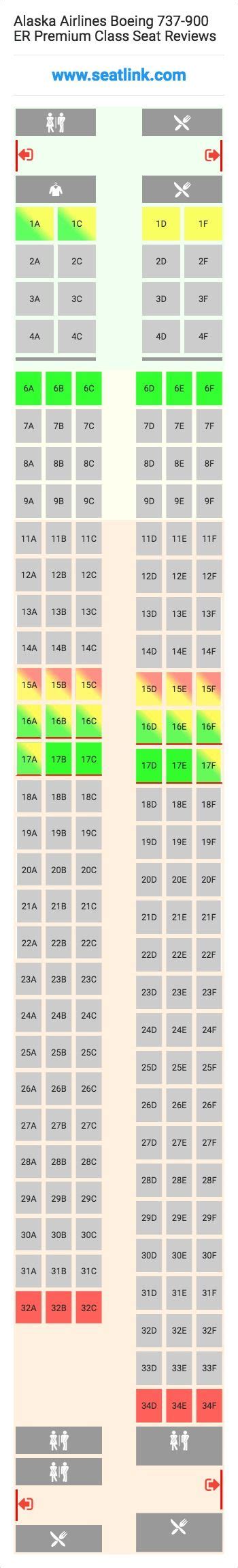 Alaska Airlines Boeing 737-900 ER Premium Class (73J) Seat Map | Airlines, Alaska airlines ...