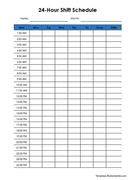 24 Hours Shift Schedule Template - Free Printable Templates