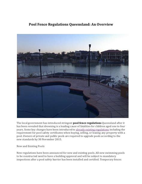 Pool Fence Regulations Queensland