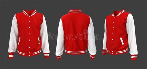 Varsity Jacket Mockup in Front, Side and Back Views Stock Illustration ...