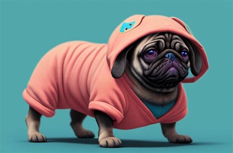 Premium Photo | Cute pug puppy in costume Little dog in clothes Generative AI