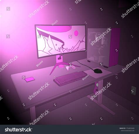 Aesthetic Gaming Room Setup Digital Drawing Stock Illustration 1754833400 | Shutterstock