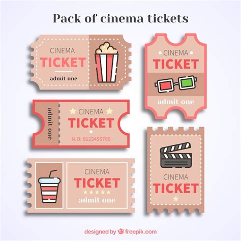 Entradas de cine vintage con detalles rojos | Descargar Vectores gratis