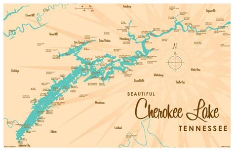 Cherokee Lake TN Map Print