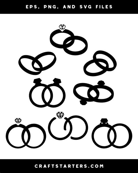 Interlocking Wedding Rings Silhouette Clip Art