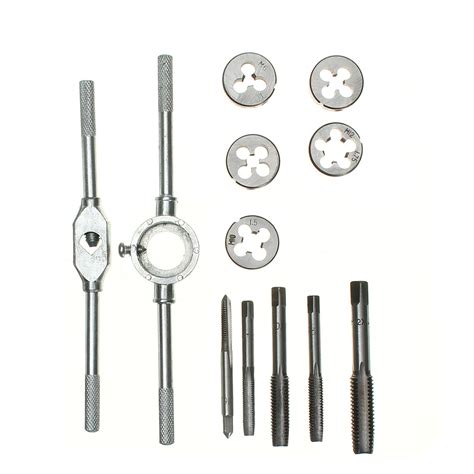 Drillpro 12pcs Adjustable Tap Wrench Die Holder with Metric Screw Tap ...