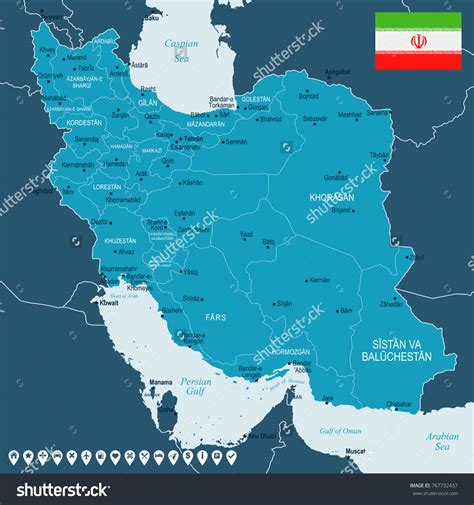 Iran Map Flag High Detailed Vector Stock Vector (Royalty Free ...