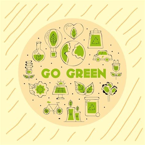 Premium Vector | Go green icons around