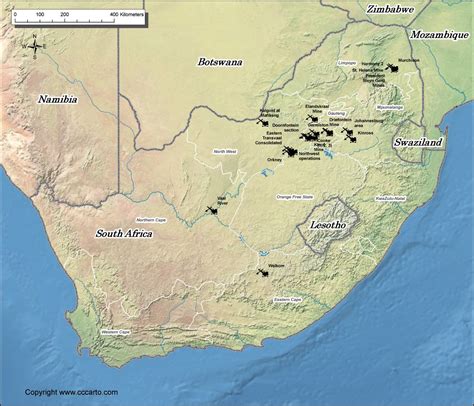 South Africa Mines Map