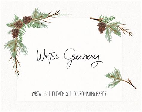 Winter Watercolor Greenery Clip Art 7 piece set INSTANT | Etsy | Winter ...