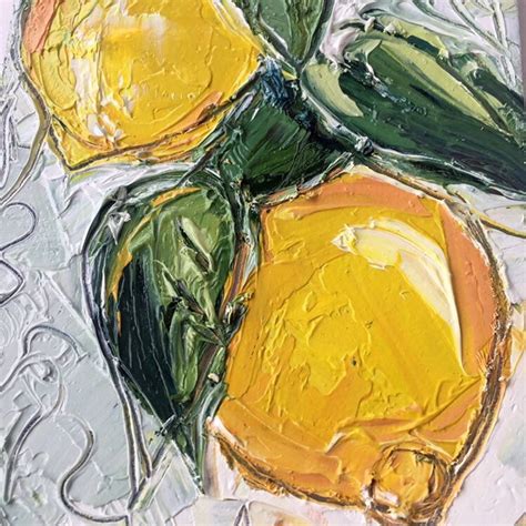 Lemon Original Painting Textured Lemon Painting Fruit Oil - Etsy