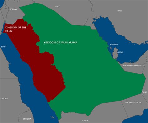 The Kingdom of Hejaz and the Arabian Peninsula, 1991 : imaginarymaps