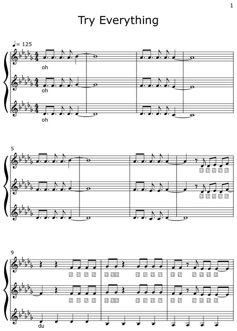 Try Everything - Sheet music for Piano