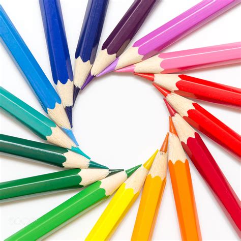 Rainbow pencils - Colorful pencils arranged in a spiral. | Colorful ...