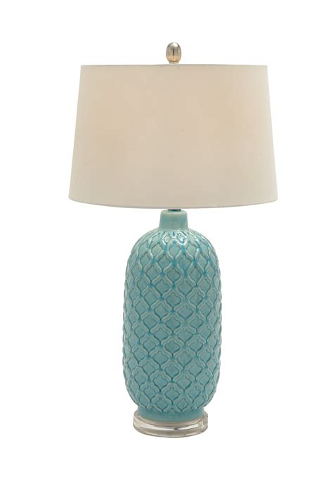 Decmode Eclectic 30 Inch Turquoise Ceramic Oval Table Lamps, Turquoise ...