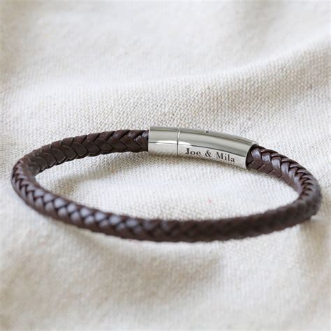 Men's Personalised Engraved Polished Leather Bracelet By Lisa Angel ...