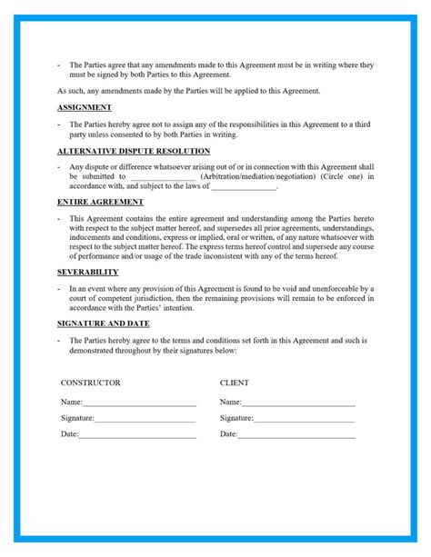 Construction Contract Agreement Template Agreement Letter For Construction