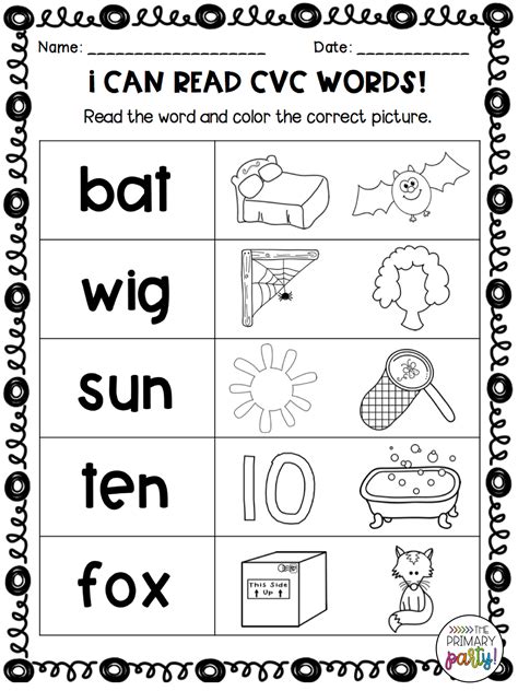 Cvc Printables Kindergarten