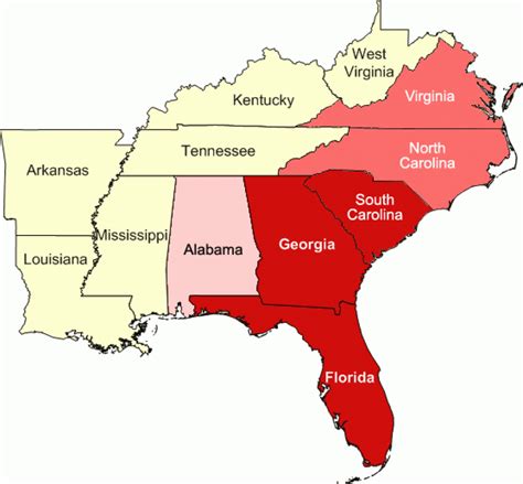 Map Of The Southeast Region Of The United States - Printable Map