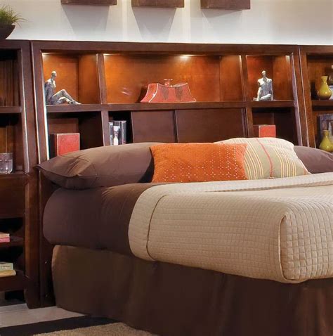 king size bookcase headboard with lights — All Styles Bookcase ...