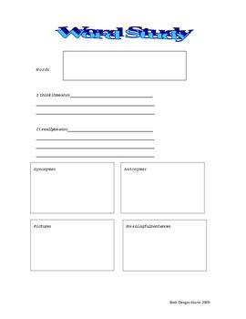 Word study worksheet by Beth Harris | Teachers Pay Teachers