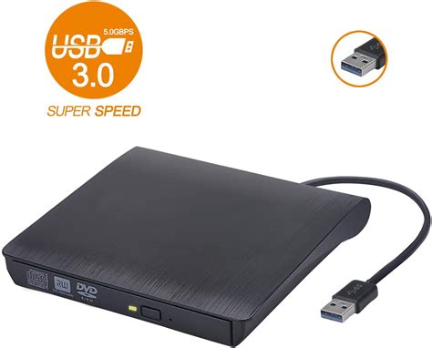 External CD DVD Drive USB 3.0, Premium Portable CD DVD +/-RW Optical ...