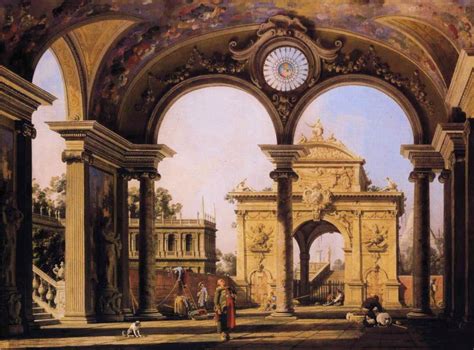 Capriccio of a Renaissance Triumphal Arch seen from the Portico of a Palace - Canaletto ...