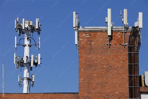 cell tower with building Stock Photo | Adobe Stock