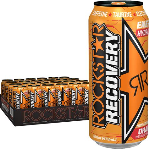 (24 Cans) Rockstar Recovery Energy Drink, Orange, 16 fl oz - Walmart.com - Walmart.com