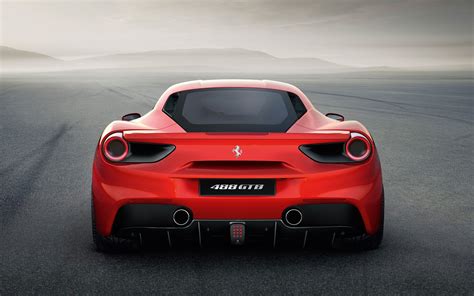 view, ferrari, ferrari 488 gtb, 2K, red ferrari, gtb, back HD Wallpaper