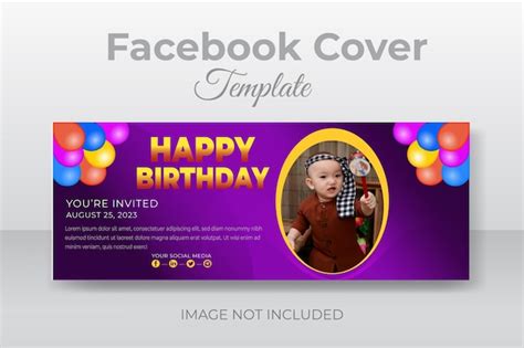 Premium Vector | Birthday celebration facebook banner design template