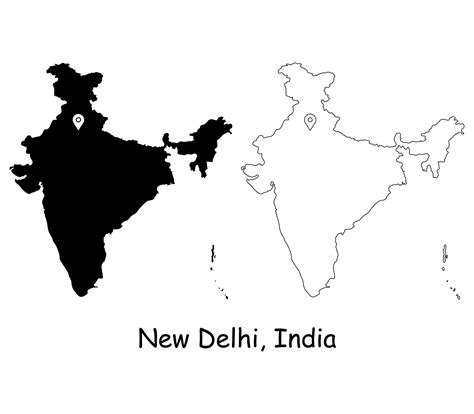 New Delhi India Map Capital City Country Location Pin Black - Etsy