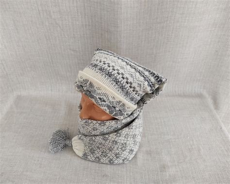 Handmade Scarf Hat Combo / Multi Layer Hat-scarf / Wool Winter - Etsy