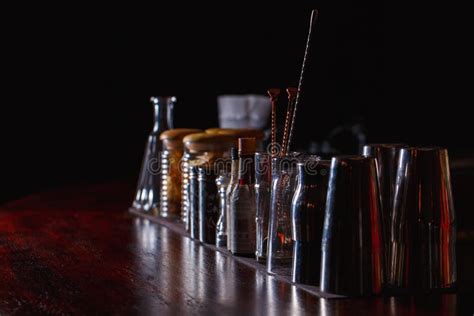 Bartender tools on bar stock image. Image of cafe, drink - 107604907