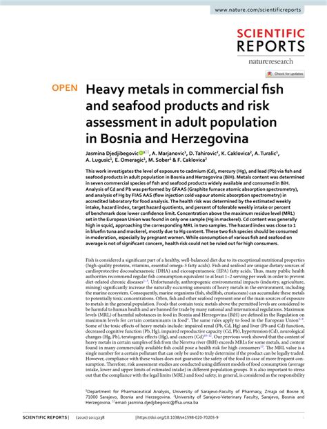 (PDF) Heavy metals in commercial fish and seafood products and risk assessment in adult ...