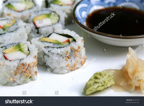 Sushi Roll Avocado Crabmeat Cucumber Served Stock Photo 3723118 | Shutterstock