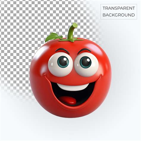 Premium PSD | Red tomato 3d smiling emoji transparent background free psd