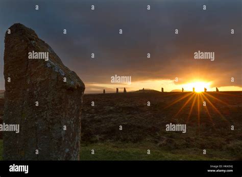 Ring of Brodgar winter sunset, Orkney Stock Photo - Alamy