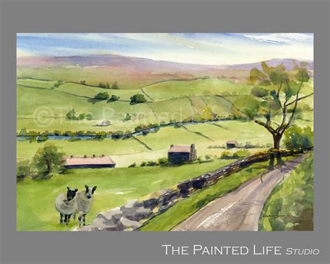 English Countryside Print of Watercolor Painting Yorkshire - Etsy