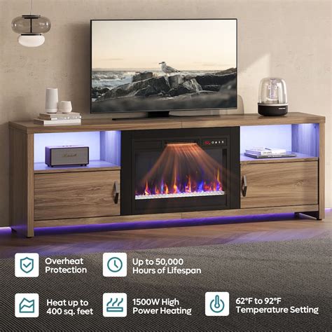 70" TV Stand for 75" TVs with LED Fireplace Light and Cabinet - 71 inches - On Sale - Bed Bath ...