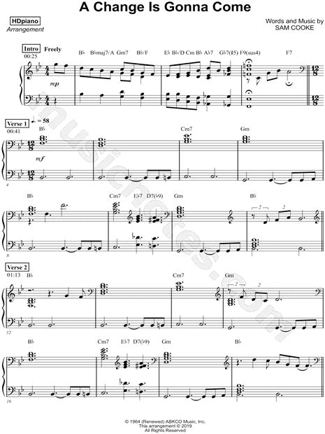 HDpiano "A Change Is Gonna Come" Sheet Music (Piano Solo) in Bb Major - Download & Print - SKU ...