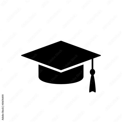 Grad cap silhouette icon. Clipart image isolated on white background Stock Vector | Adobe Stock