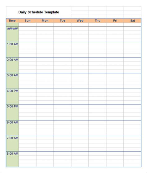 Schedule Word Template – printable schedule template