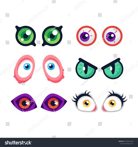 Cartoon Monster Eyes Comic Cute Creepy Stock Vector (Royalty Free ...